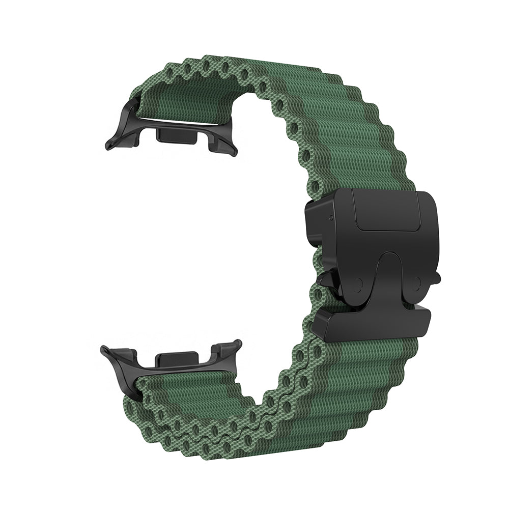 Bracelet nylon Outdoor avec boucle en P Samsung Galaxy Watch 8 Classic (vert avec noir)
