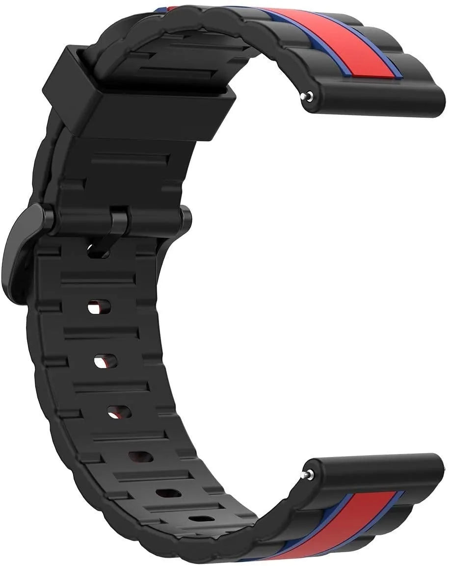 Silicone Special Edition Strap, black/red, without a watch, 3/4 rear view