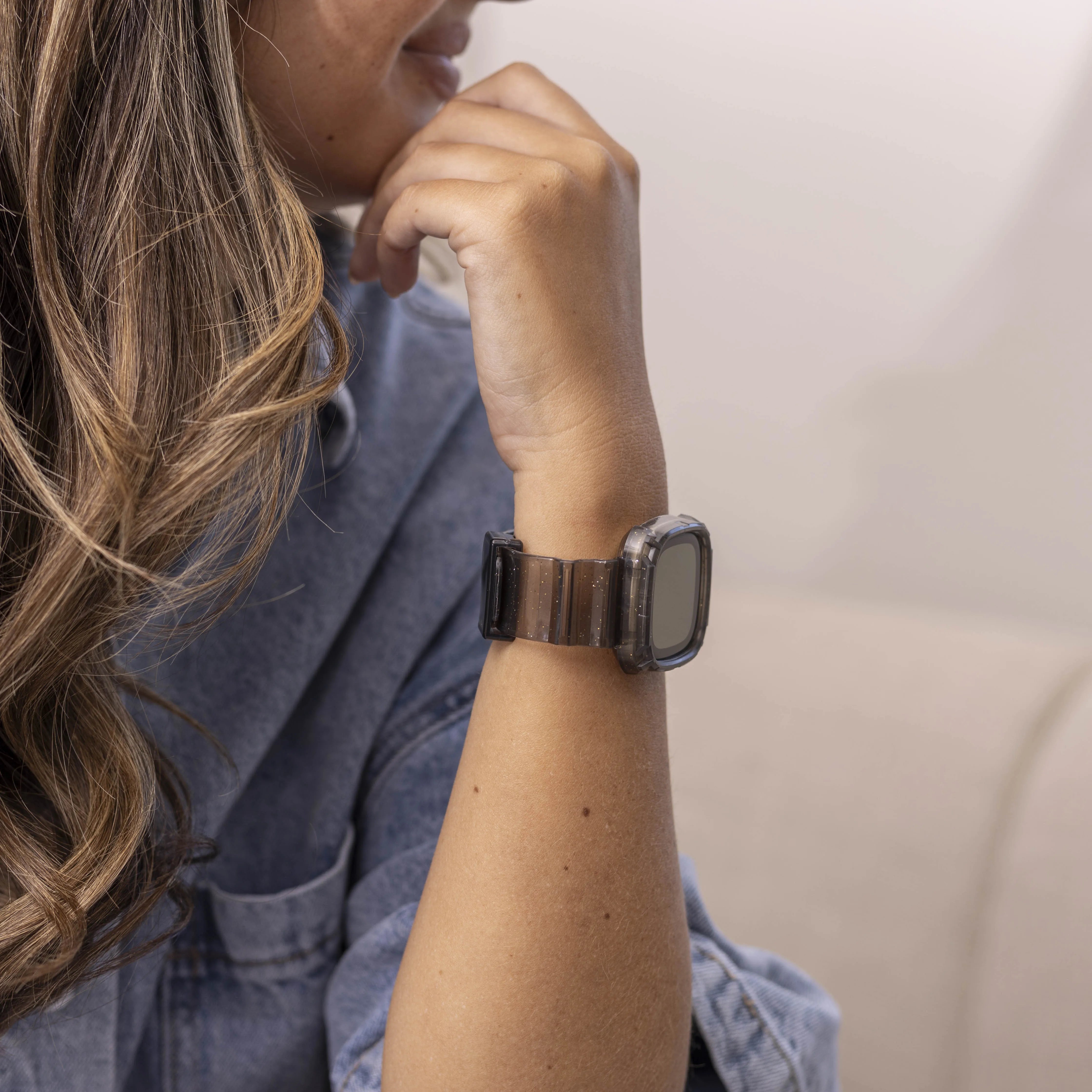 Bracelet cristal Fitbit Sense (noir transparent)