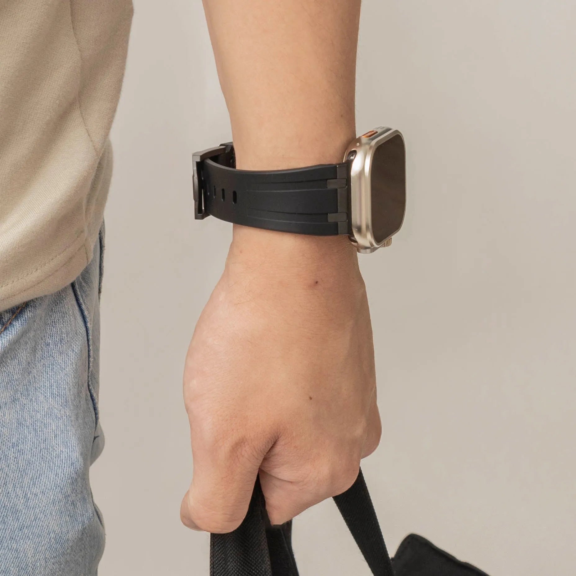 Bracelet silicone de luxe liquide Apple Watch (noir)