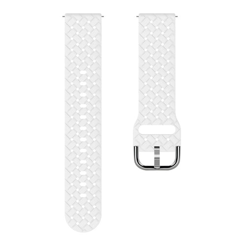 Braided Silicone Strap, white, laid flat, separate parts, direct top view