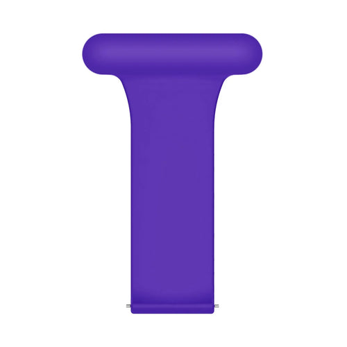 Silicone Nurse Fob, purple, laid flat, separate parts, direct top view
