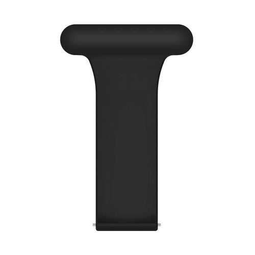 Silicone Nurse Fob, black, laid flat, separate parts, direct top view