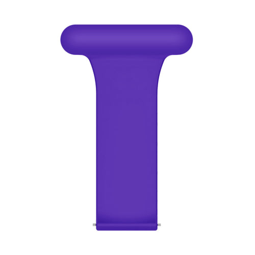 Silicone Nurse Fob, purple, laid flat, separate parts, direct top view