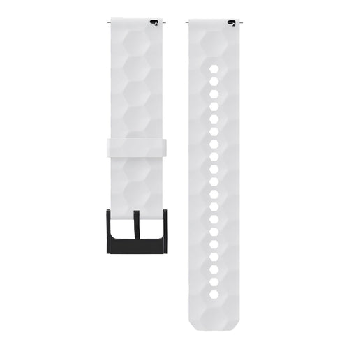 Silicone Strap Hexagons, white, laid flat, separate parts, direct top view