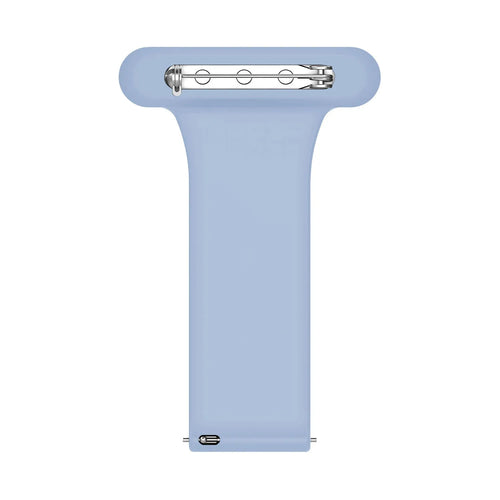 Silicone Nurse Fob, light blue, laid flat, separate parts, direct top view