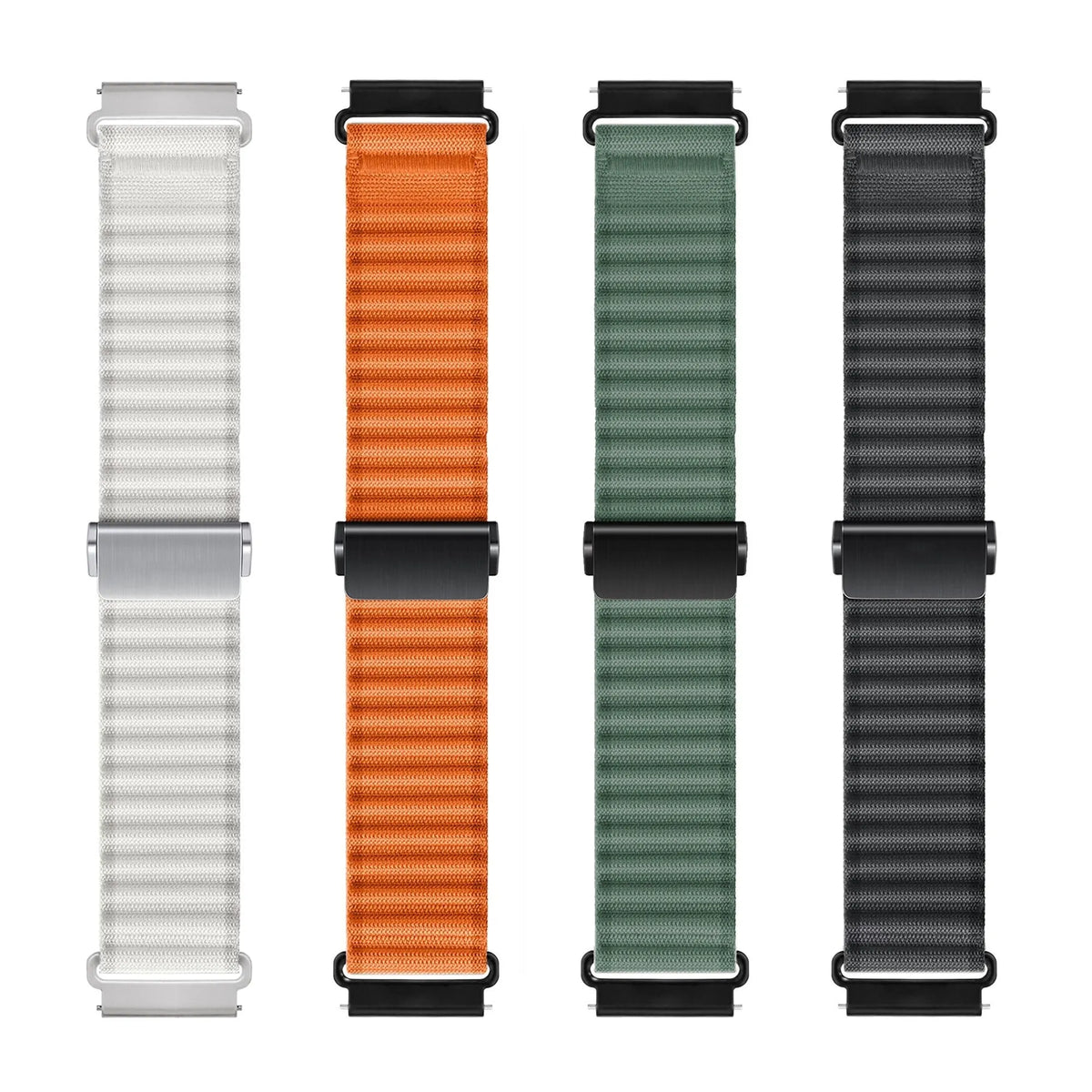 Outdoor Nylon Strap, orange, laid flat, separate parts, direct top view