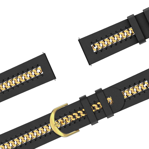 Bandz Garmin Approach S50 Leather Strap 'Chains' (Black)