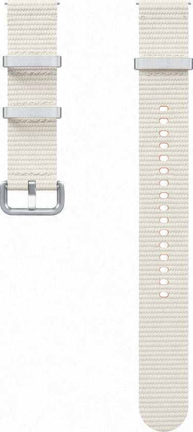 Nylon Athleisure Strap, cream, laid flat, separate parts, direct top view