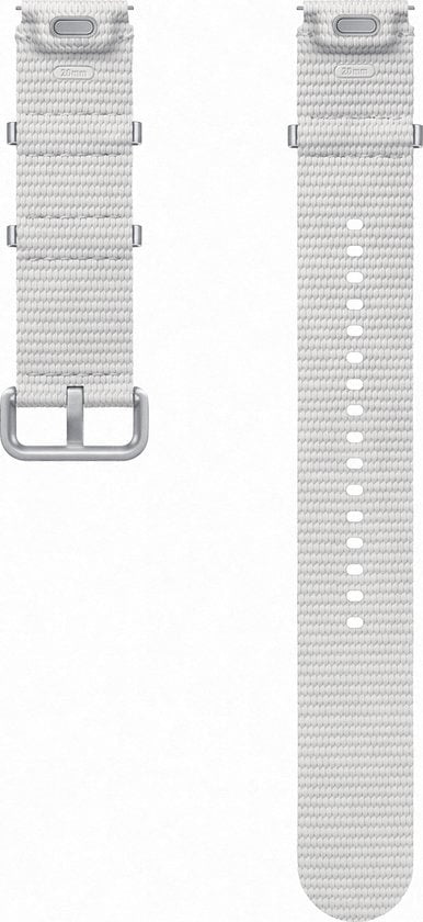 Nylon Athleisure Strap, silver, laid flat, separate parts, direct top view
