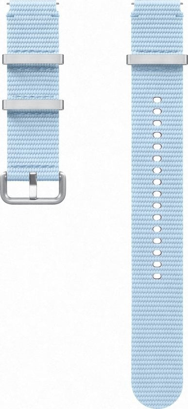 Nylon Athleisure Strap, blue, laid flat, separate parts, direct top view