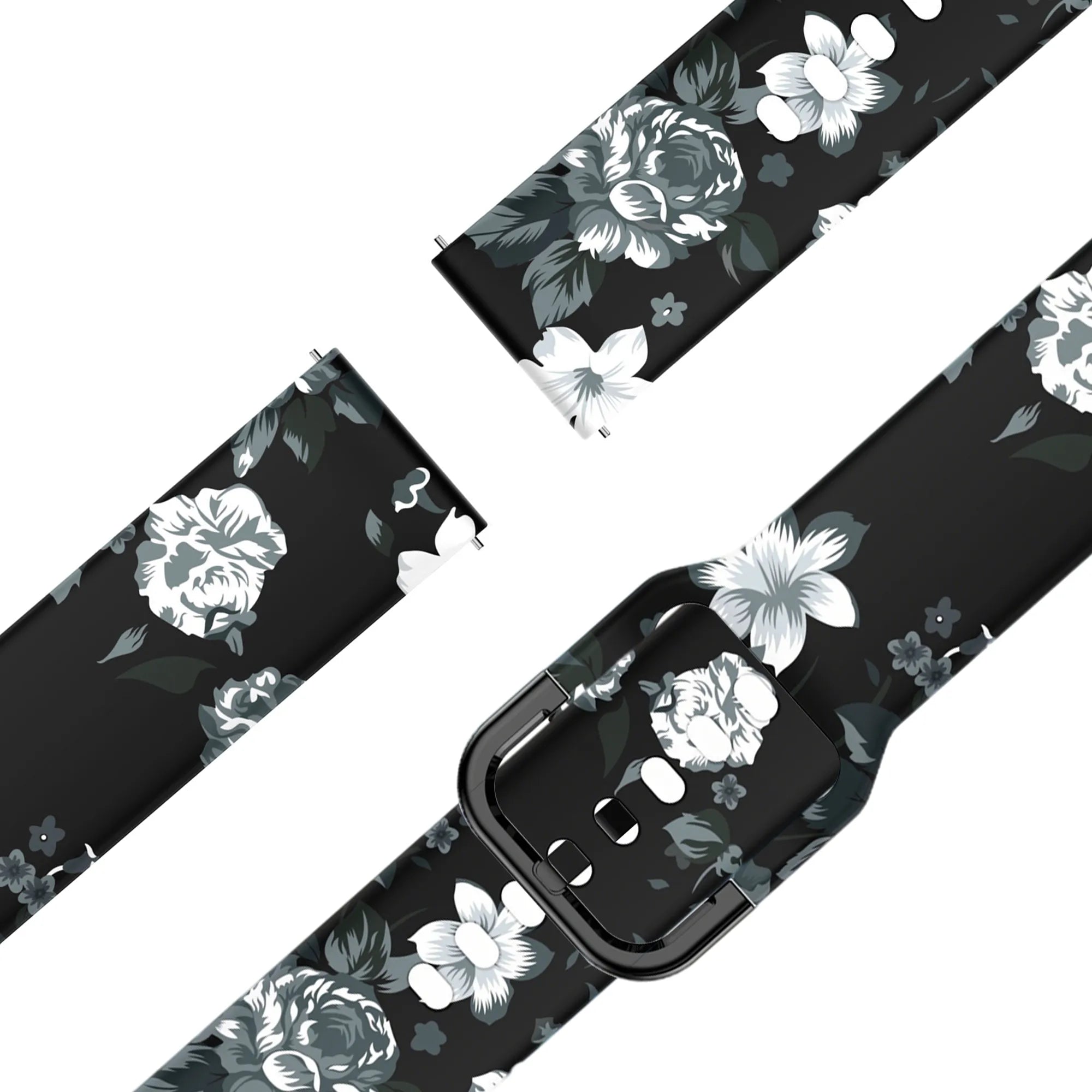 Bandz Bracelet silicone Garmin Forerunner 255s 'Fleurs grises'