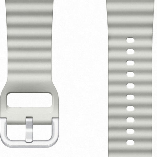 Silicone Sport Strap, silver, laid flat, separate parts, direct top view