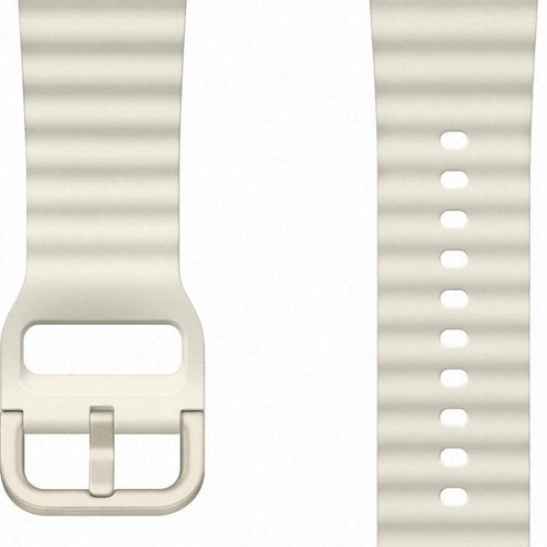 Silicone Sport Strap, cream, laid flat, separate parts, direct top view
