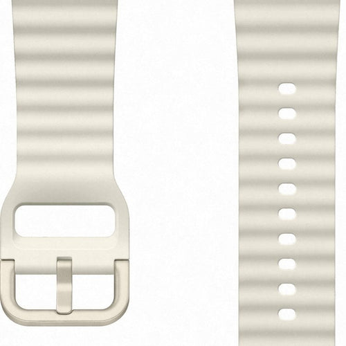 Silicone Sport Strap, cream, laid flat, separate parts, direct top view