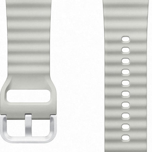 Silicone Sport Strap, silver, laid flat, separate parts, direct top view