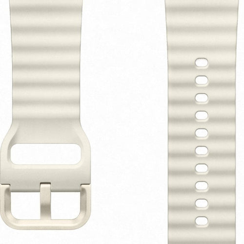 Silicone Sport Strap, cream, laid flat, separate parts, direct top view
