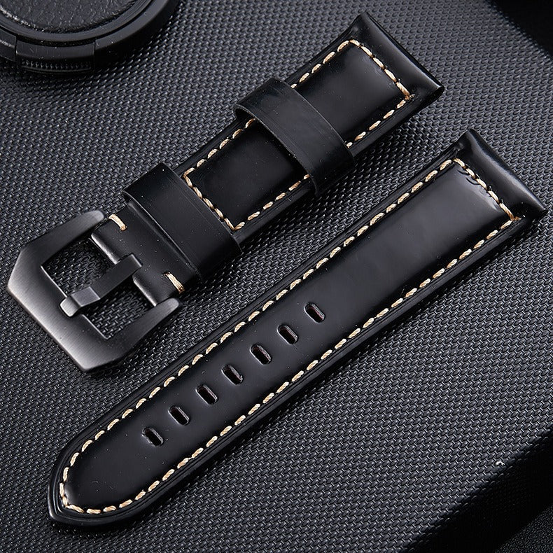 Bracelet cuir authentique universel 24mm (noir)