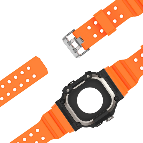 Bandz Bracelet TPU avec coque Apple Watch Ultra (orange avec titane)