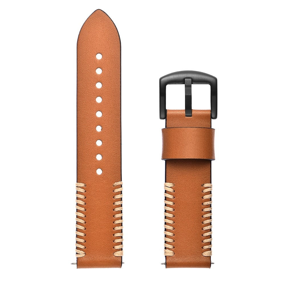 Bracelet en cuir cousu Amazfit Active 2 (brun) 