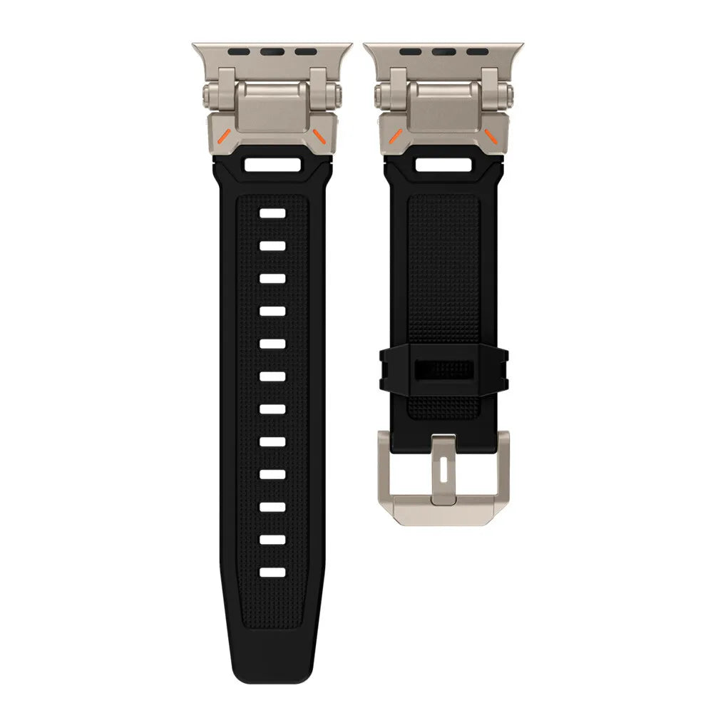 Silicone Strap 'Explorer', laid flat, separate parts, direct top view