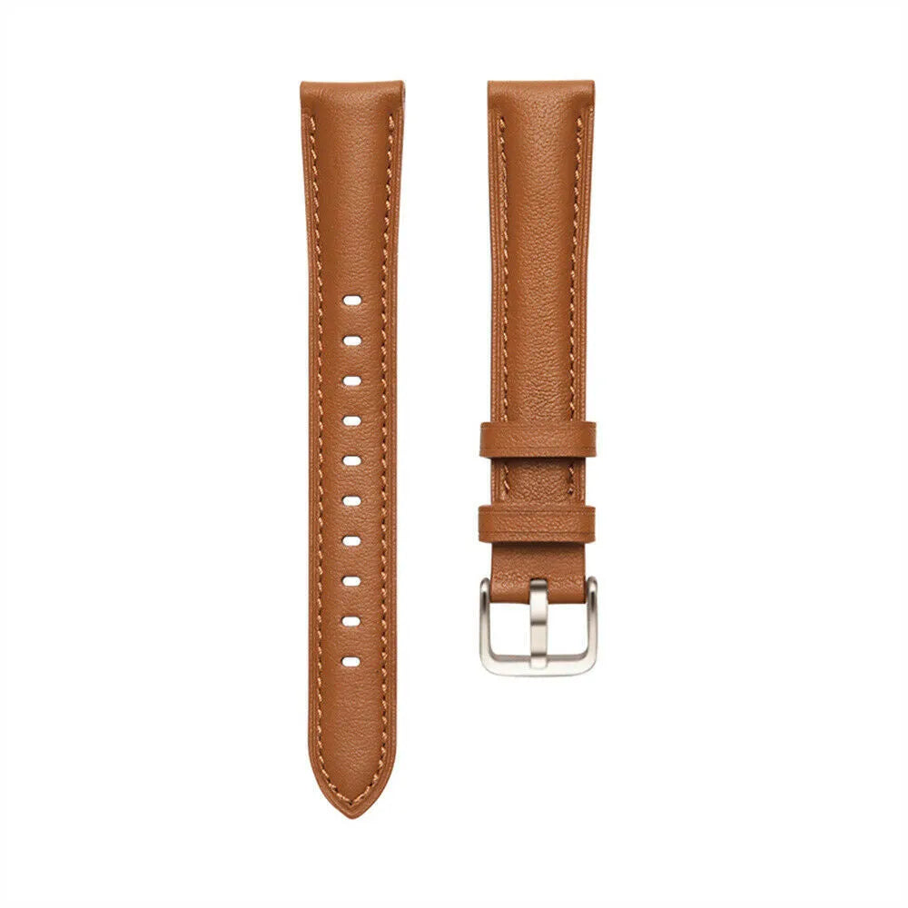 Leather Strap, brown, laid flat, separate parts, direct top view