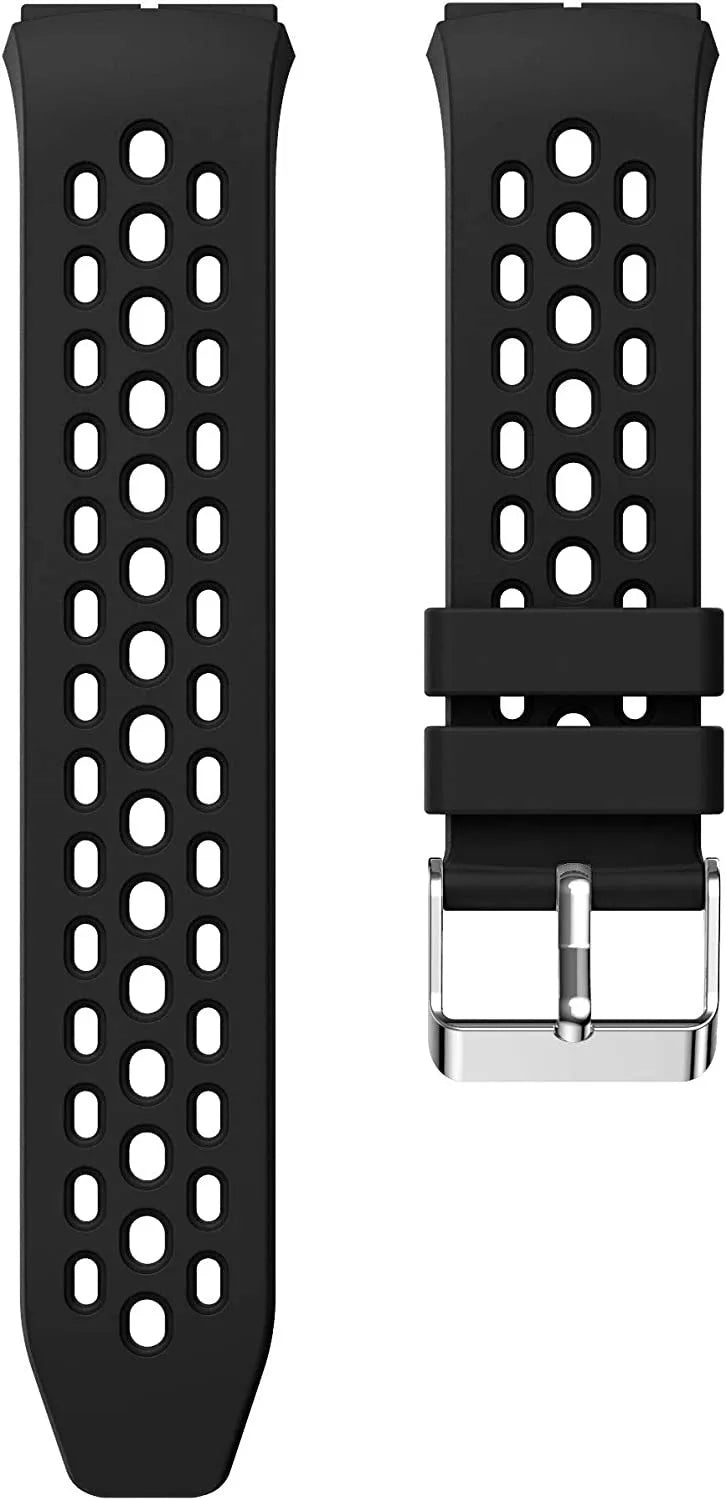 Breathable Silicone Strap, black, laid flat, separate parts, direct top view