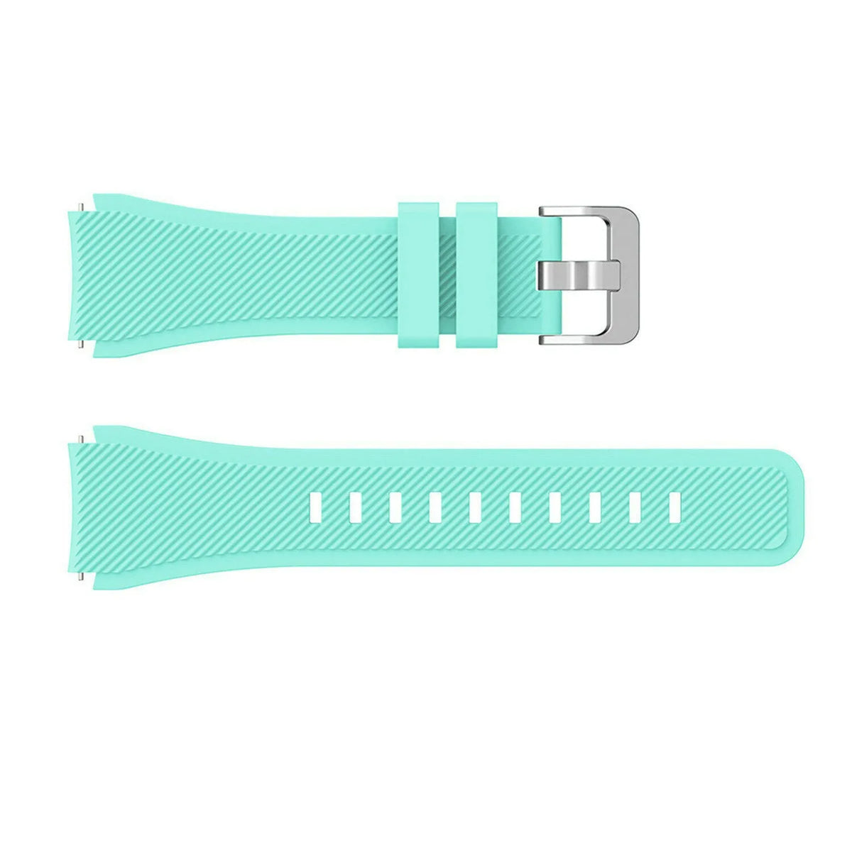 Twill Silicone Strap, aqua, laid flat, separate parts, direct top view