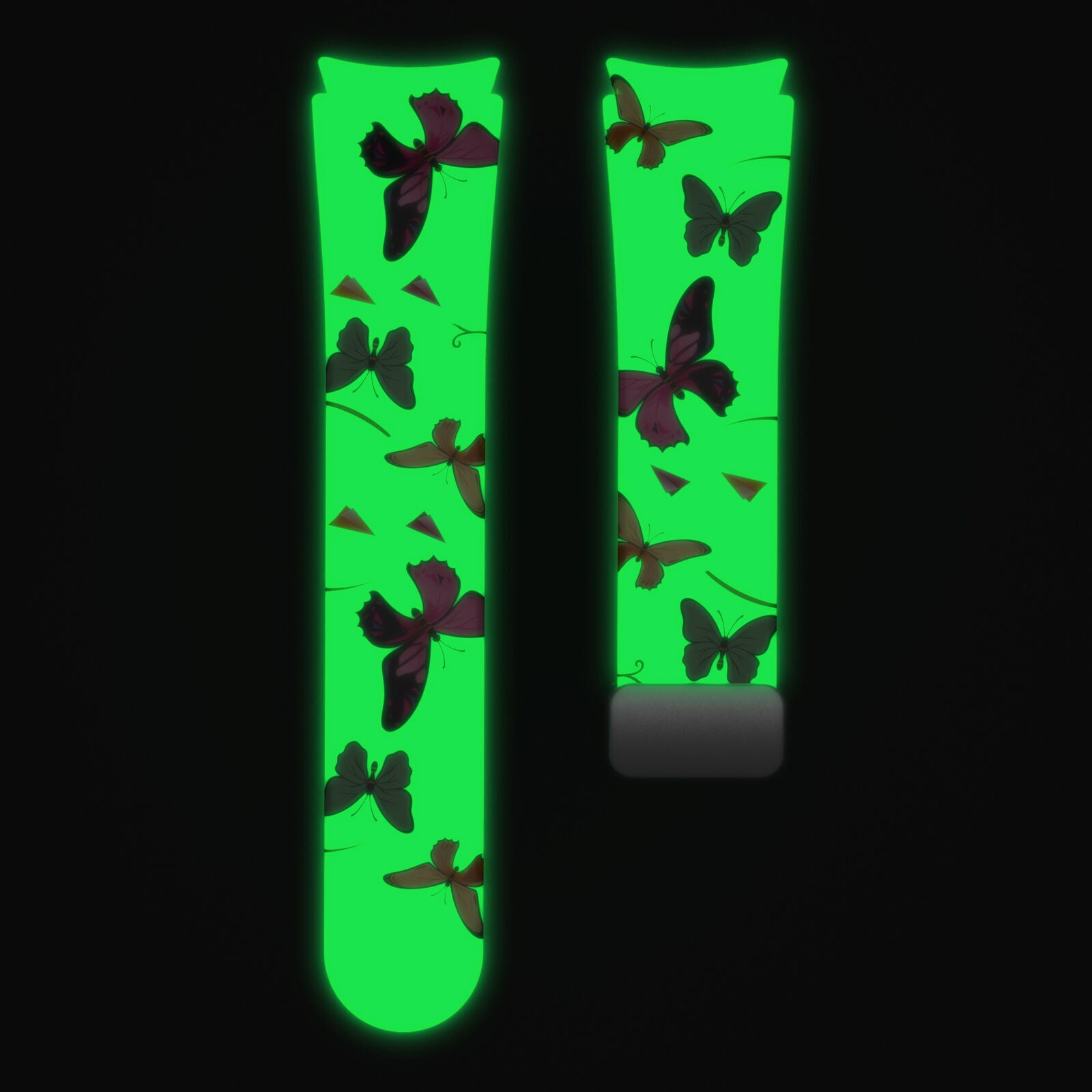 Silicone Magnetic Patterned Strap, laid flat, separate parts, direct top view