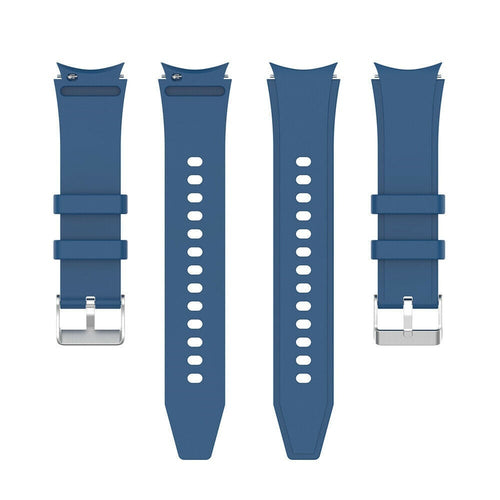 Silicone Strap 'Perfect Fit', blue, laid flat, separate parts, direct top view
