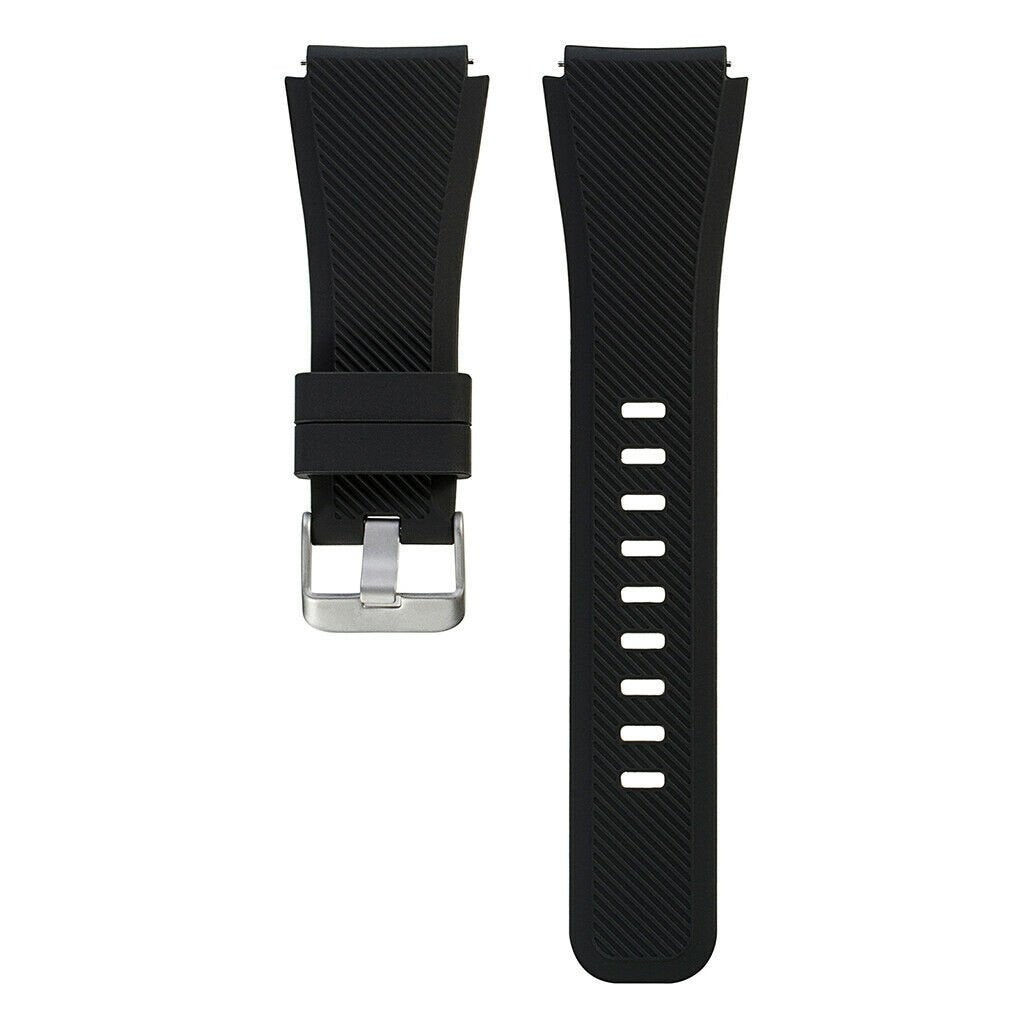 Twill Silicone Strap, black, laid flat, separate parts, direct top view