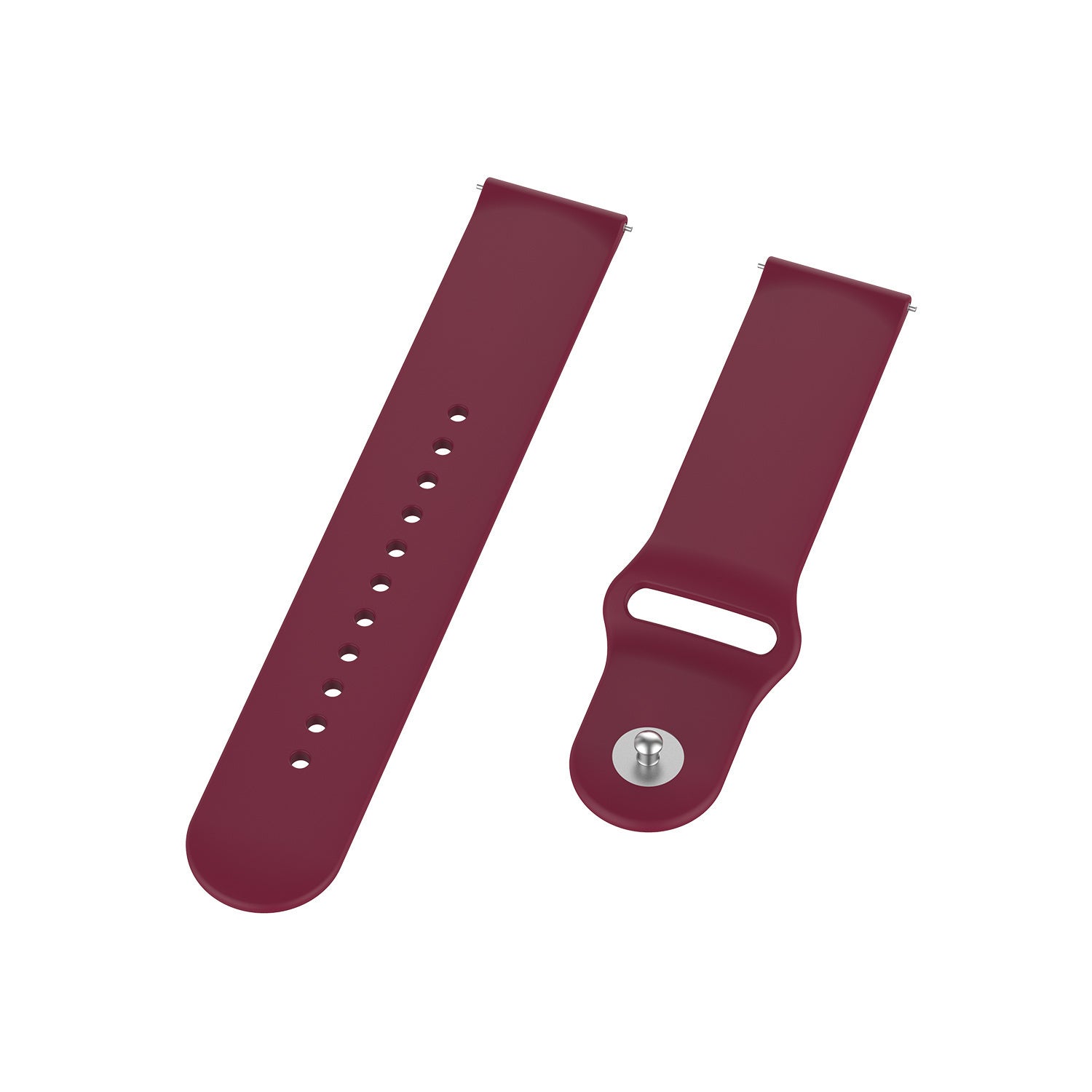 Silicone Sport Strap, laid flat, separate parts, direct top view