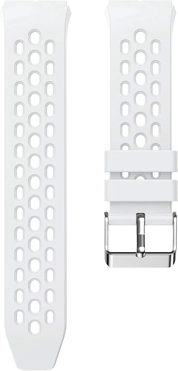 Breathable Silicone Strap, white, laid flat, separate parts, direct top view