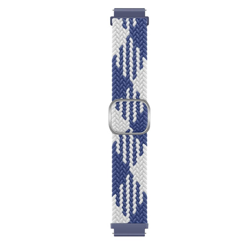 Nylon Adjustable Braided Strap, blue/white, laid flat, joined, direct top view