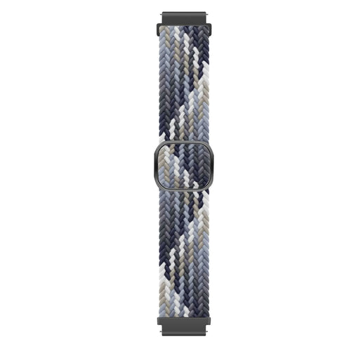 Nylon Adjustable Braided Strap, black/white, laid flat, joined, direct top view