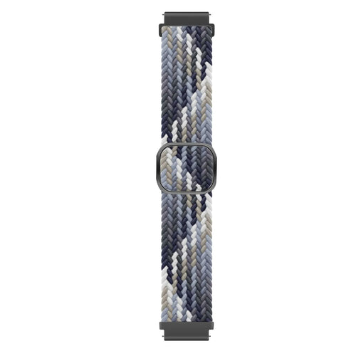 Nylon Adjustable Braided Strap, black/white, laid flat, joined, direct top view