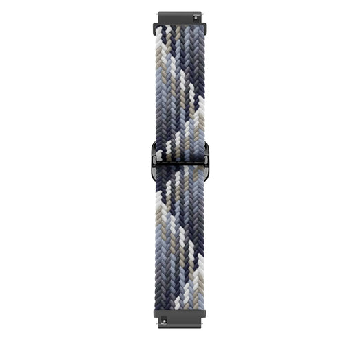 Nylon Adjustable Braided Strap, black/white, laid flat, joined, direct top view