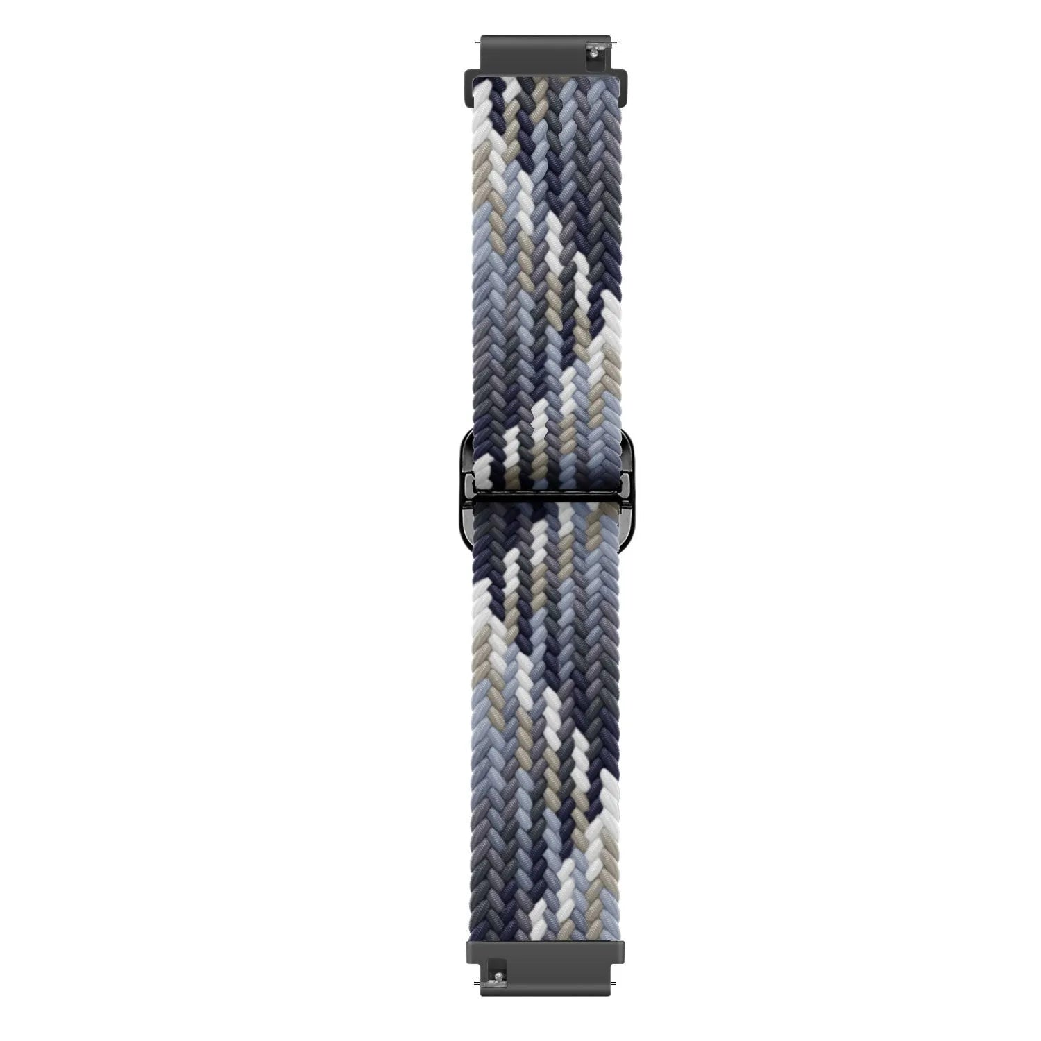 Nylon Adjustable Braided Strap, black/white, laid flat, joined, direct top view