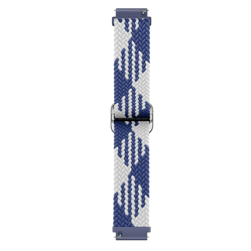 Nylon Adjustable Braided Strap, blue/white, laid flat, joined, direct top view