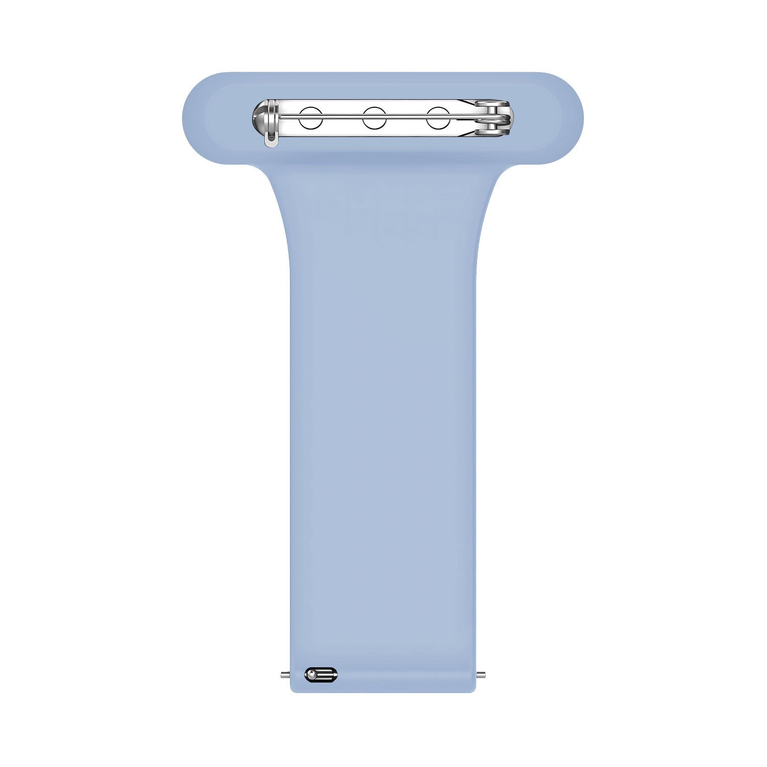 Silicone Nurse Fob, light blue, laid flat, joined, direct top view