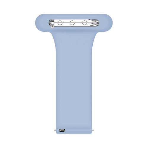 Silicone Nurse Fob, light blue, laid flat, joined, direct top view