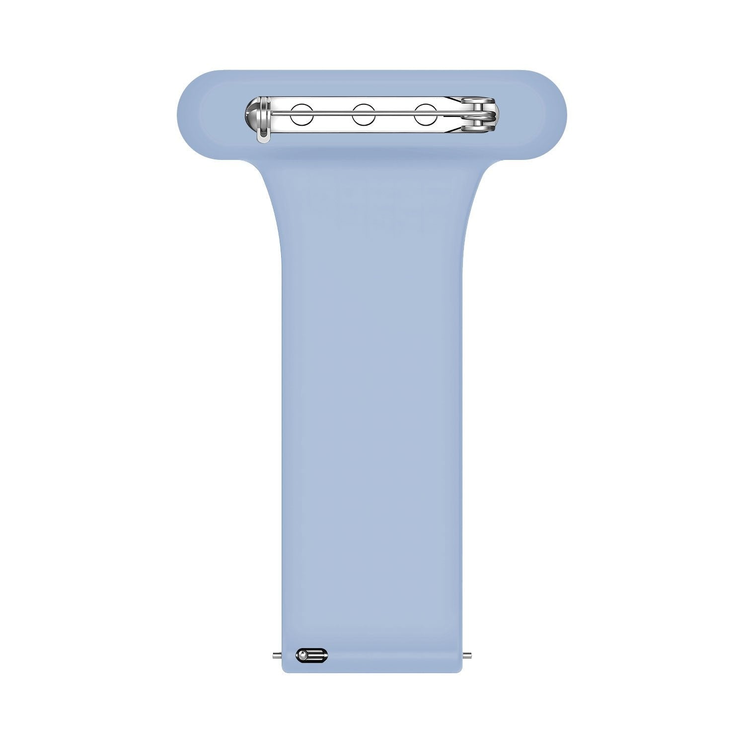 Silicone Nurse Fob, light blue, laid flat, joined, direct top view
