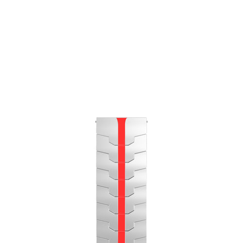 Steel Iron Strap, silver/red, laid flat, joined, direct top view