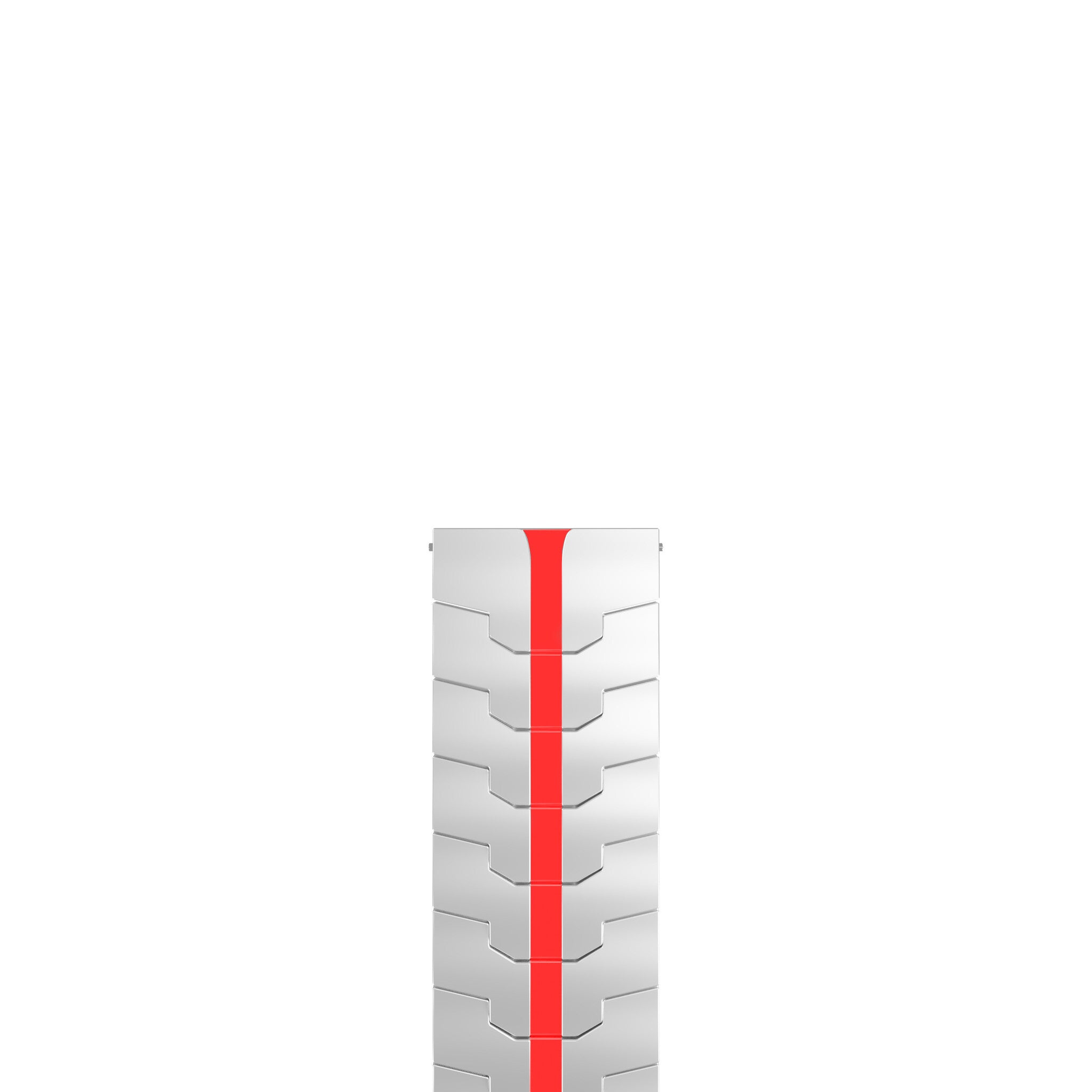 Steel Iron Strap, silver/red, laid flat, joined, direct top view