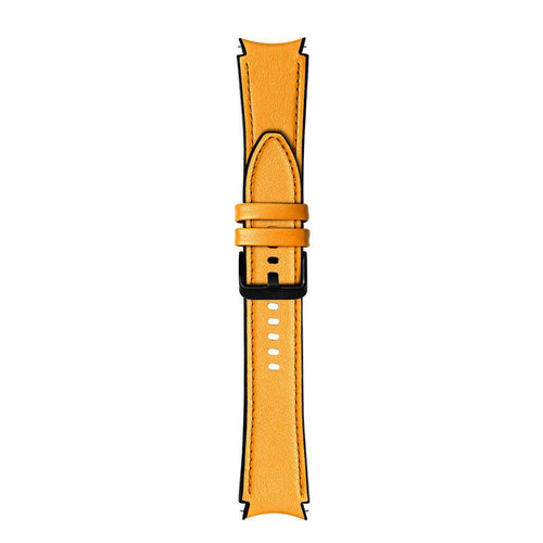 Leather Hybrid Strap, yellow, laid flat, joined, direct top view