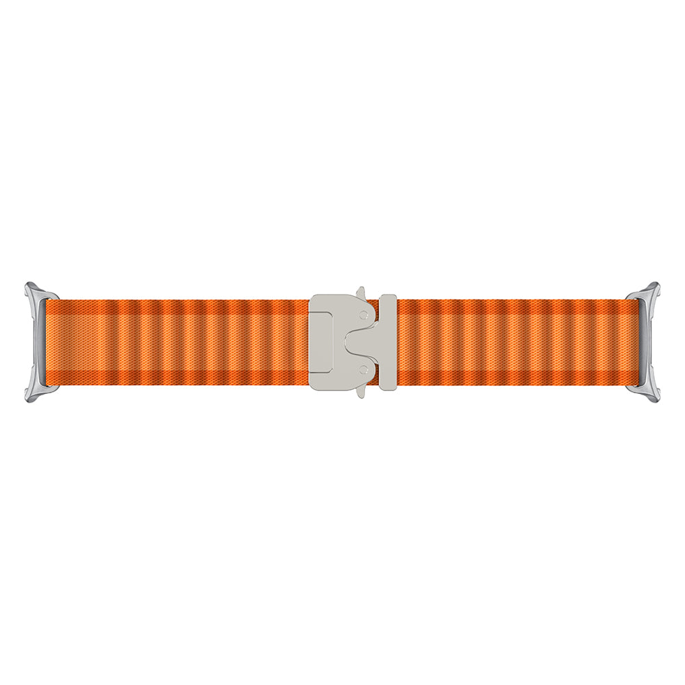 Bracelet nylon Outdoor avec boucle en P Samsung Galaxy Watch 8 Classic (orange avec argent)