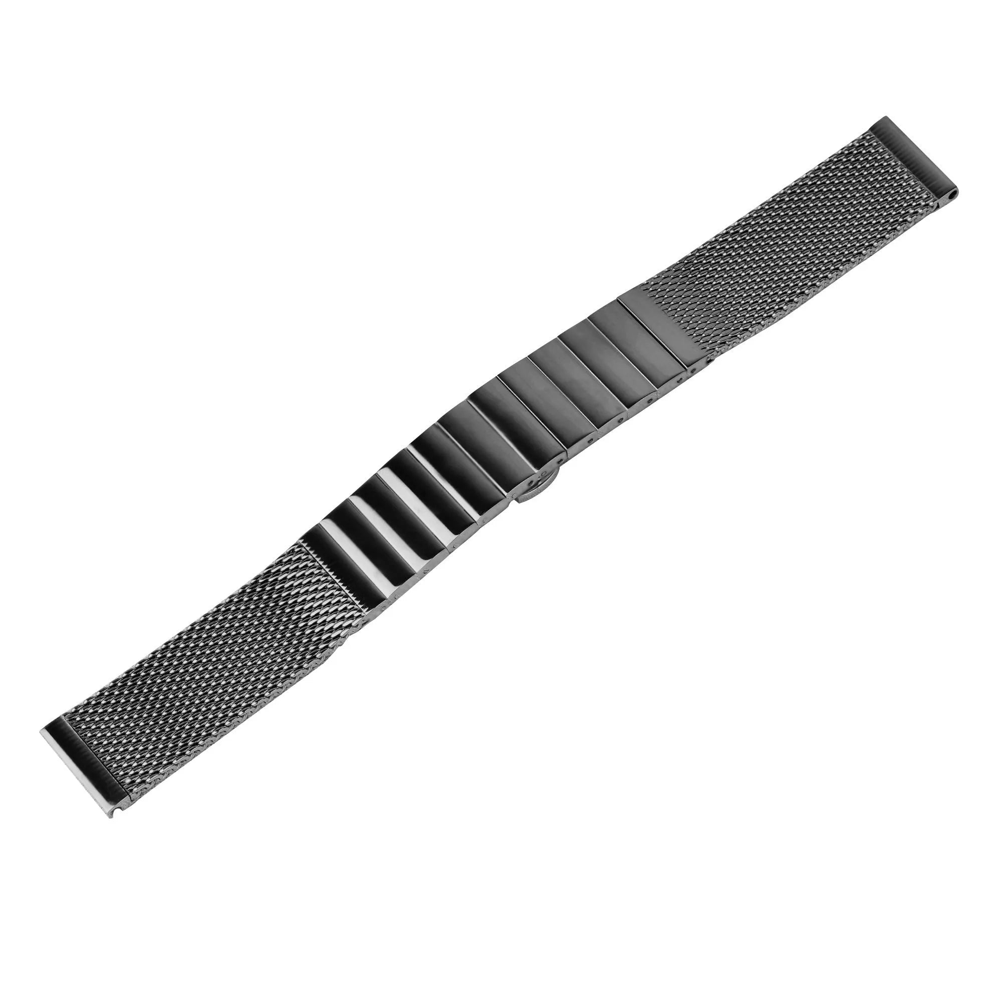 Milanese Steel Strap, black, laid flat, joined, direct top view