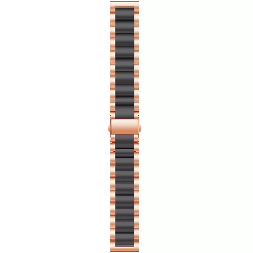Steel Strap, rose gold/black, laid flat, joined, direct top view