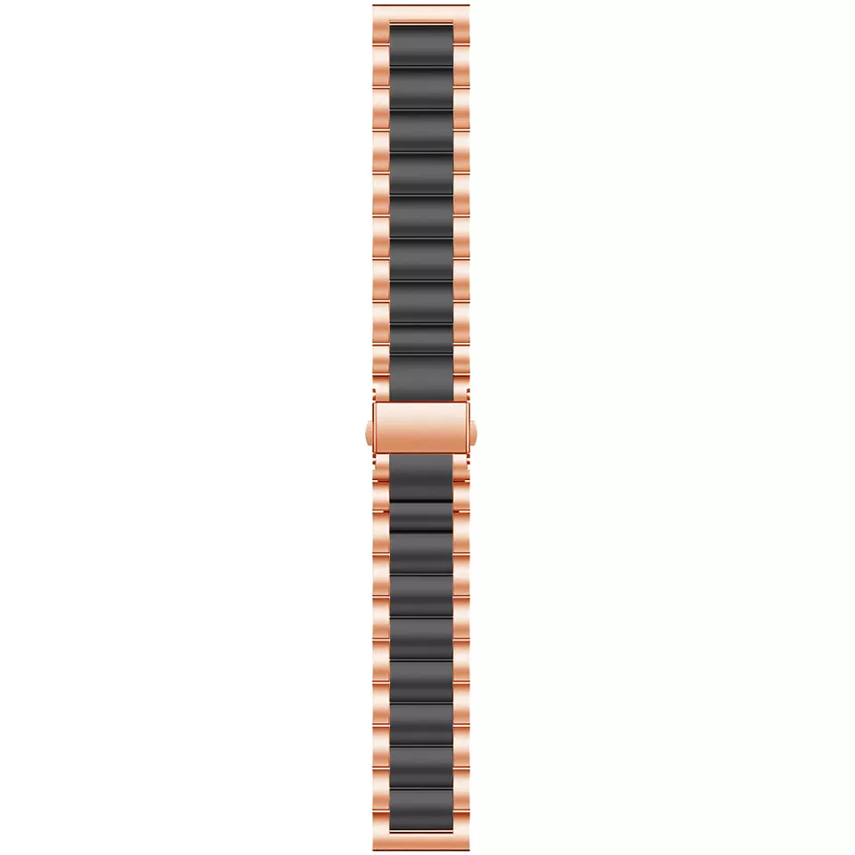 Steel Strap, rose gold/black, laid flat, joined, direct top view