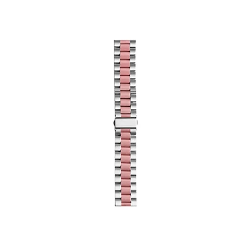 Steel Strap, silver/pink, laid flat, joined, direct top view